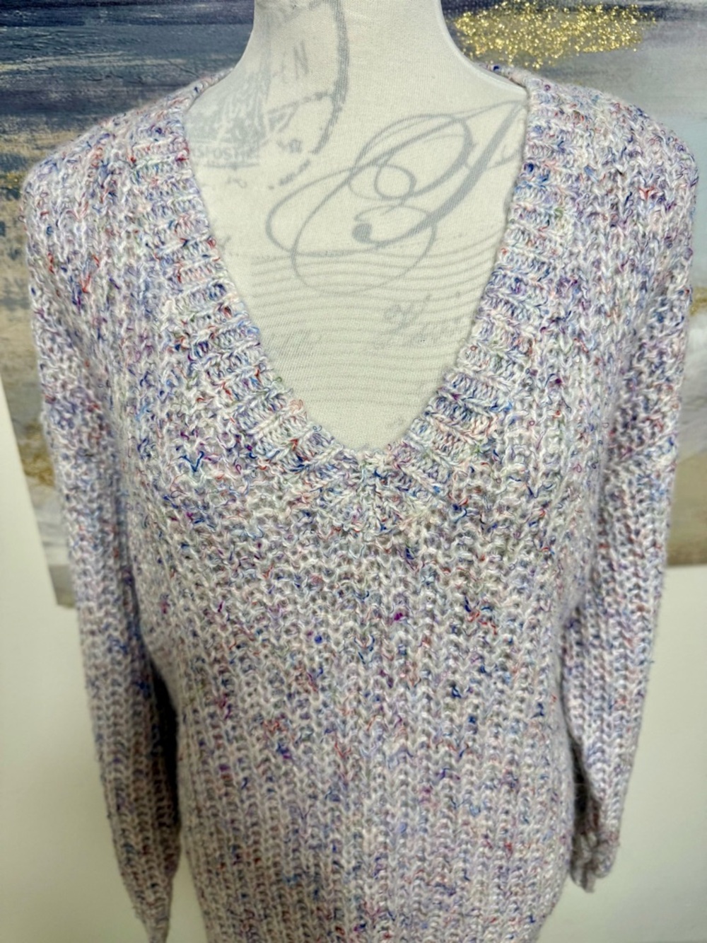 🥳TORRID Bulky Knit V-Neck Sweater, Multicolors, Size 2X